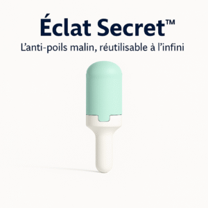 Rouleau anti-poils Éclat Secret™ – brosse réutilisable pour vêtements, canapé et textile.