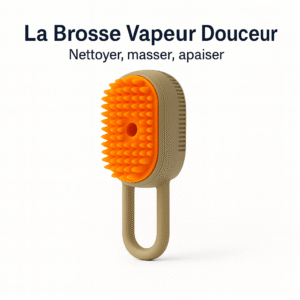 Brosse vapeur douce pour chiens et chats La Brosse Vapeur Douceur™ – nettoie, masse et apaise le pelage.